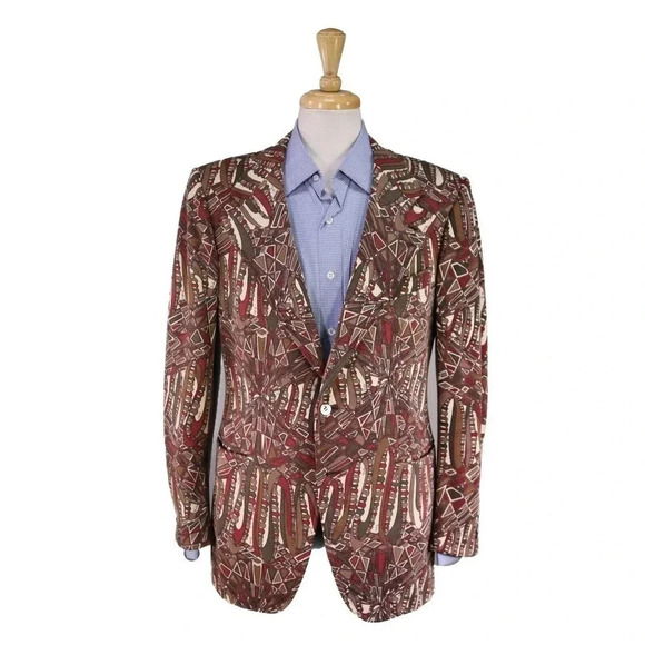 Emilio Pucci x Ermenegildo Zegna Vintage Wild Pattern MCM Blazer Jacket 42R - Picture 1 of 9